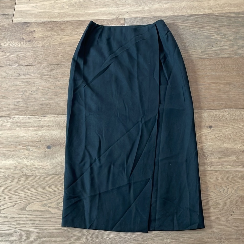 Industria Made in Italy 100% Wool Black Wrap Skirt IT42/US6 - Picture 2 of 10